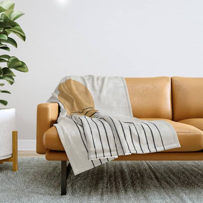 Gold Sun Rainbow Mid-Century Full Throw Blanket