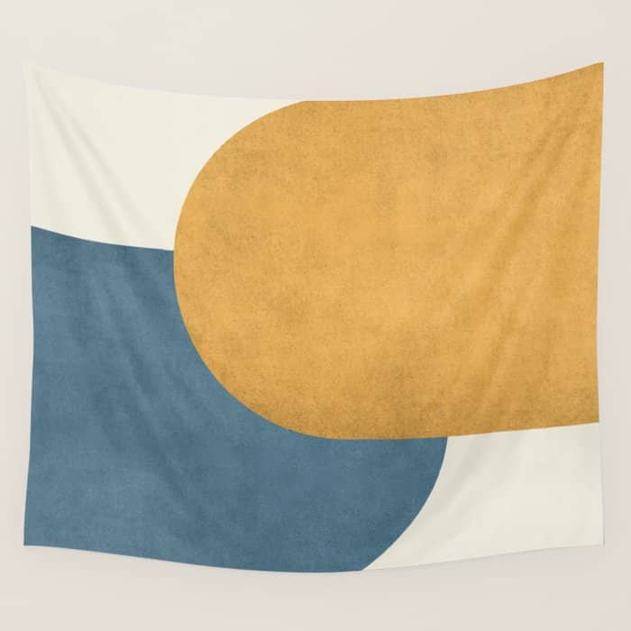 Halfmoon Colorblock - Gold Blue Wall Tapestry