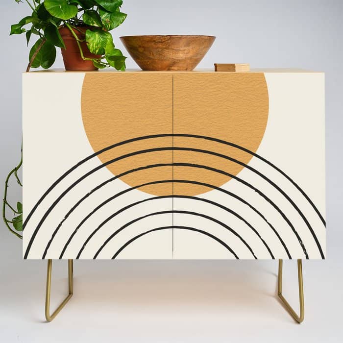Gold Sun Rainbow Mid-Century Full Credenza