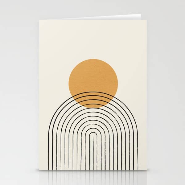 Gold Sun Rainbow Mid-Century Full Stationery Card