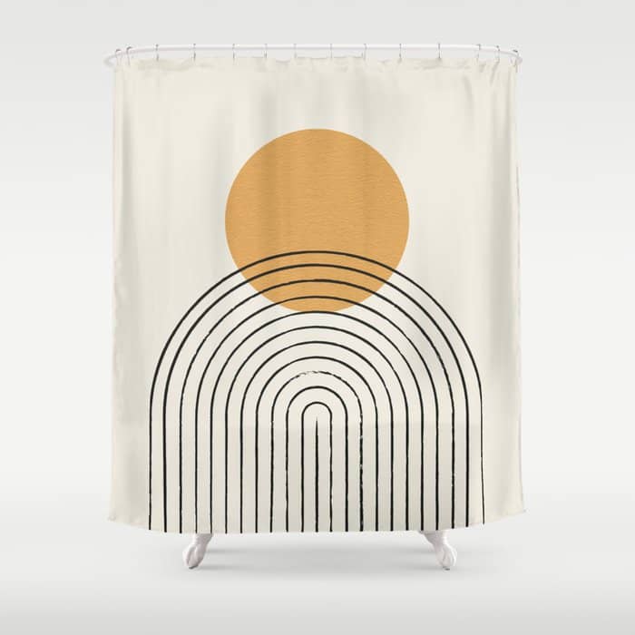 Gold Sun Rainbow Mid-Century Full Shower Curtain