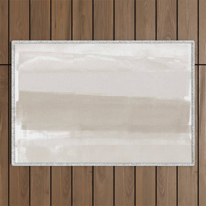 Beige Ombre Minimalist Abstract Painting Outdoor Rug