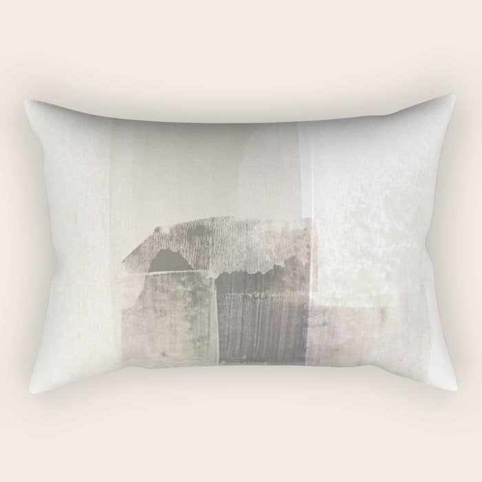 Beige And Brown Minimalist Abstract Painting Rectangular Pillow