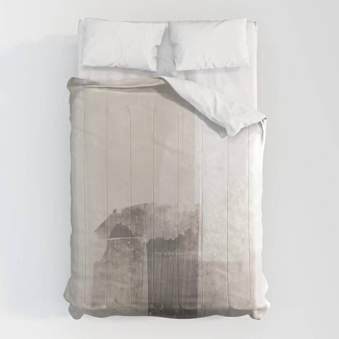Beige And Brown Minimalist Abstract Painting Comforter