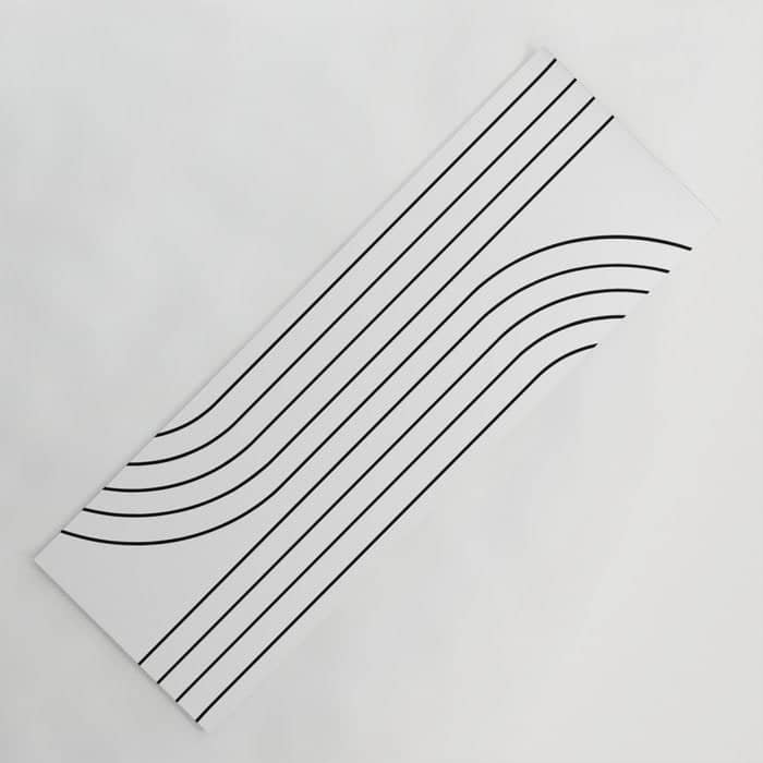 Minimal Line Curvature I Black And White Mid Century Modern Arch Abstract Yoga Mat