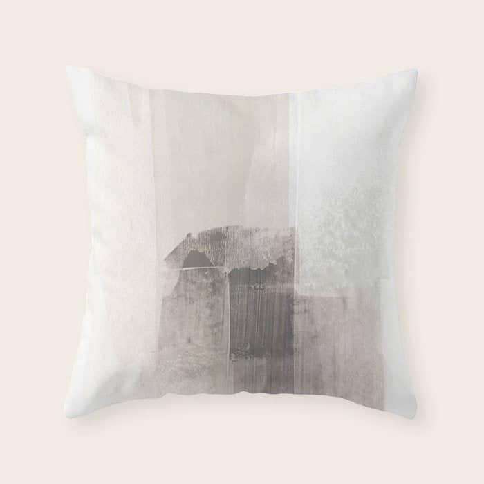 Beige And Brown Minimalist Abstract Painting Throw Pillow