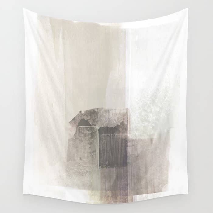 Beige And Brown Minimalist Abstract Painting Wall Tapestry