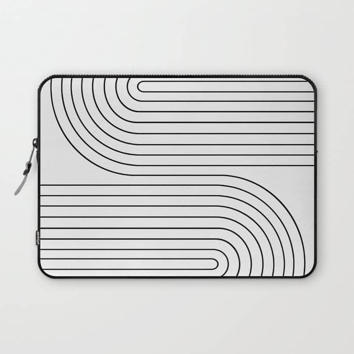 Minimal Line Curvature I Black And White Mid Century Modern Arch Abstract Laptop Sleeve