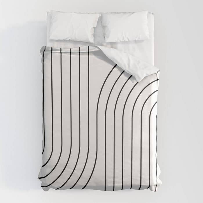 Minimal Line Curvature I Black And White Mid Century Modern Arch Abstract Duvet Cover