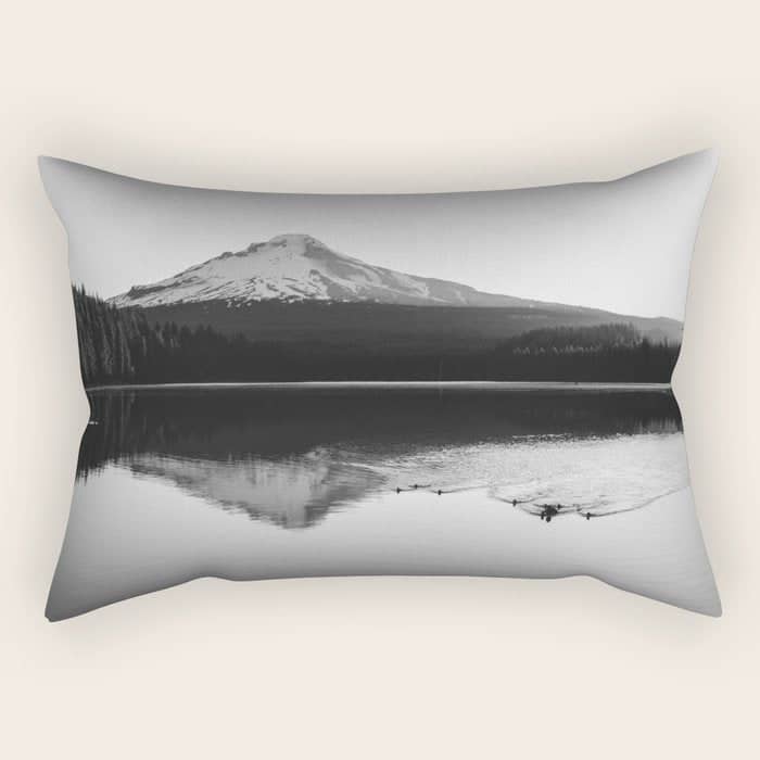 Wild Mountain Sunrise - Black And White Nature Photography Rectangular Pillow
