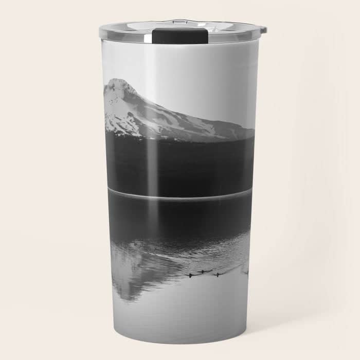 Wild Mountain Sunrise - Black And White Nature Photography Travel Mug