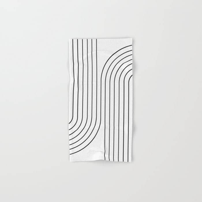 Minimal Line Curvature I Black And White Mid Century Modern Arch Abstract Bath Towel