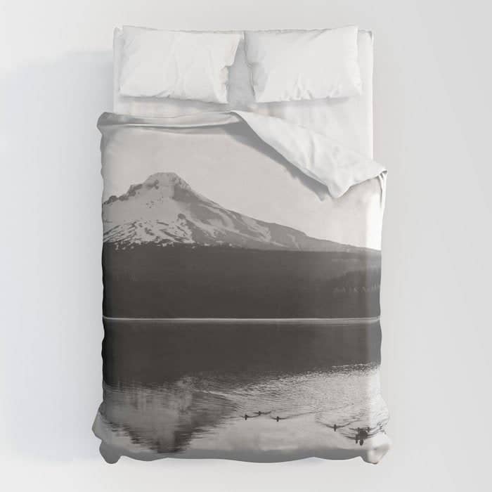 Wild Mountain Sunrise - Black And White Nature Photography Duvet Cover