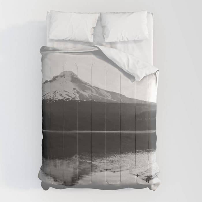 Wild Mountain Sunrise - Black And White Nature Photography Comforter