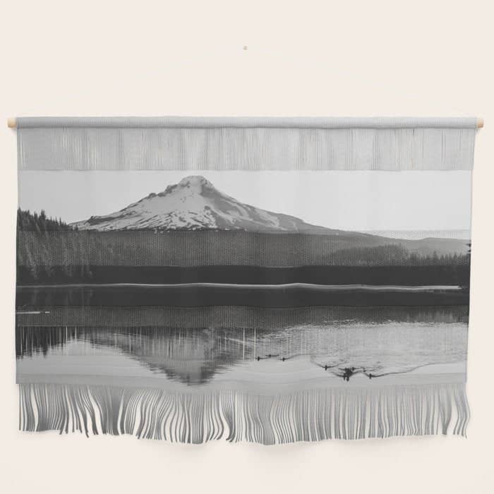 Wild Mountain Sunrise - Black And White Nature Photography Wall Hanging