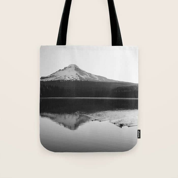 Wild Mountain Sunrise - Black And White Nature Photography Tote Bag