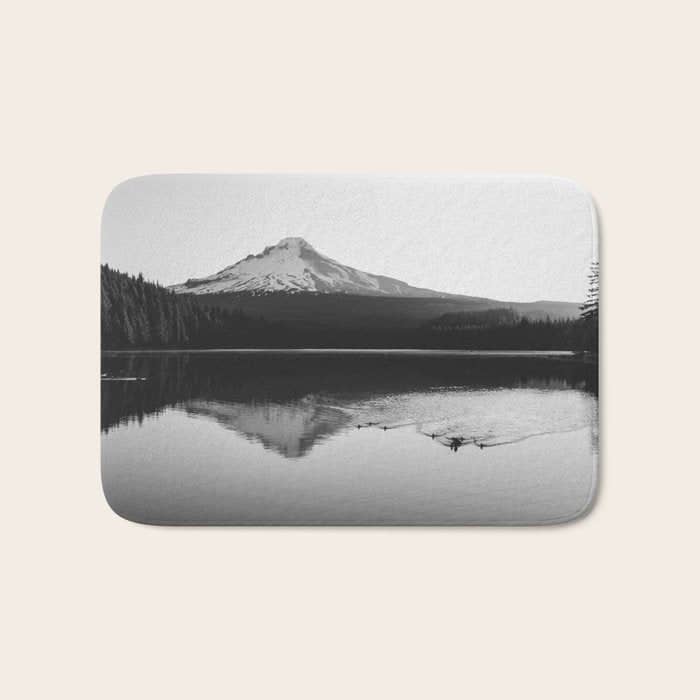 Wild Mountain Sunrise - Black And White Nature Photography Bath Mat