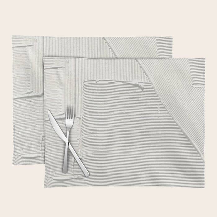 Relief [2]: An Abstract, Textured Piece In White By Alyssa Hamilton Art Placemat