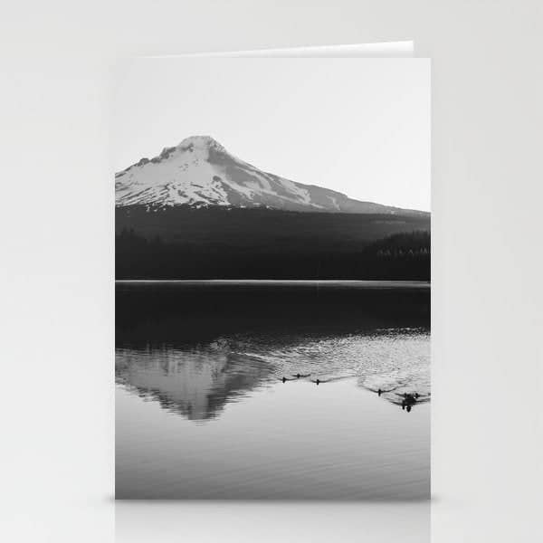 Wild Mountain Sunrise - Black And White Nature Photography Stationery Card