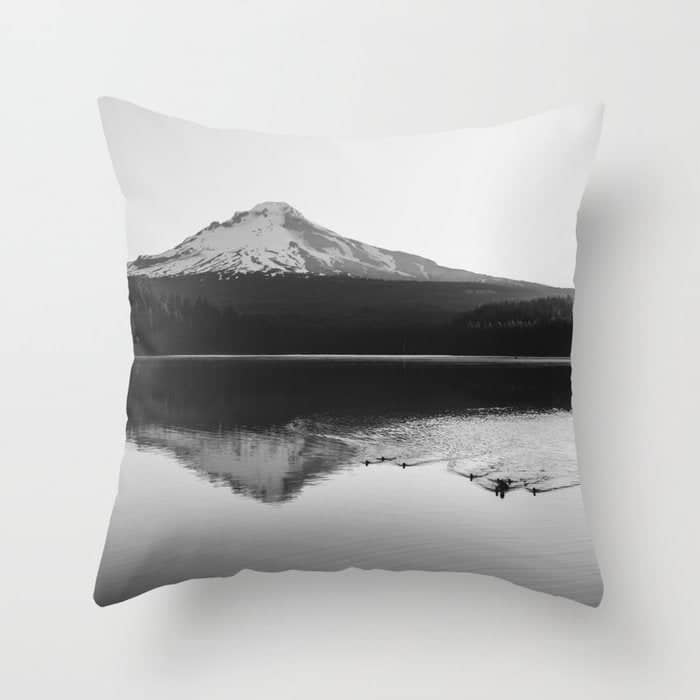 Wild Mountain Sunrise - Black And White Nature Photography Throw Pillow