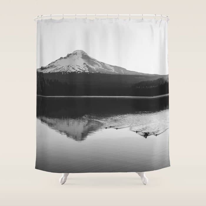 Wild Mountain Sunrise - Black And White Nature Photography Shower Curtain