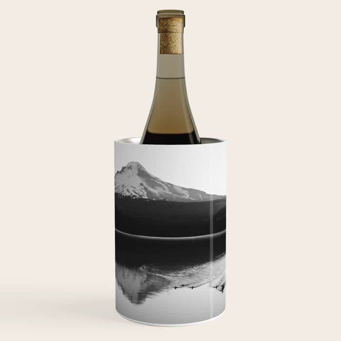 Wild Mountain Sunrise - Black And White Nature Photography Wine Chiller