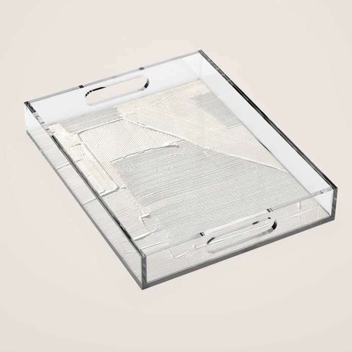 Relief [2]: An Abstract, Textured Piece In White By Alyssa Hamilton Art Acrylic Tray
