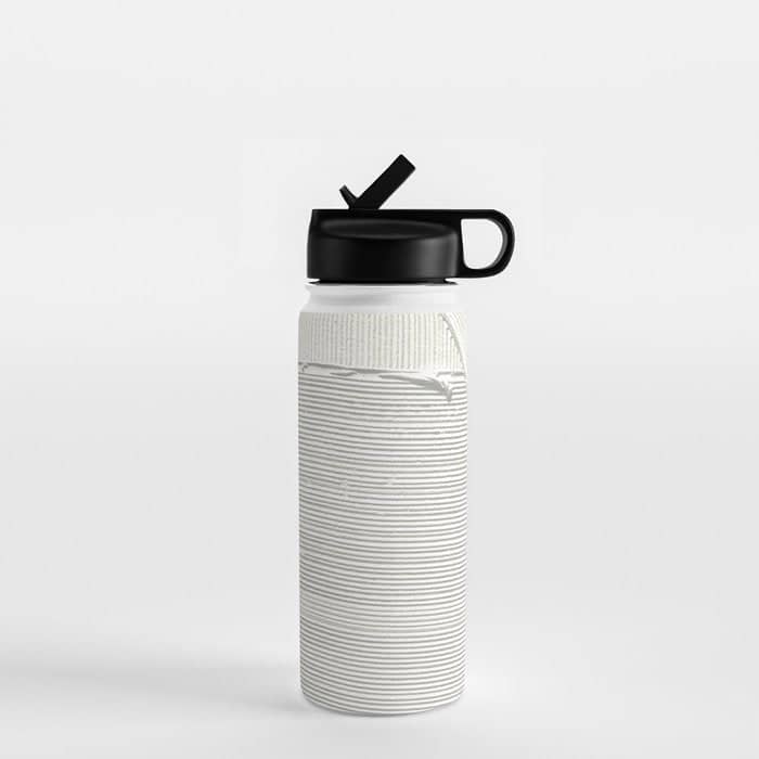 Relief [2]: An Abstract, Textured Piece In White By Alyssa Hamilton Art Water Bottle
