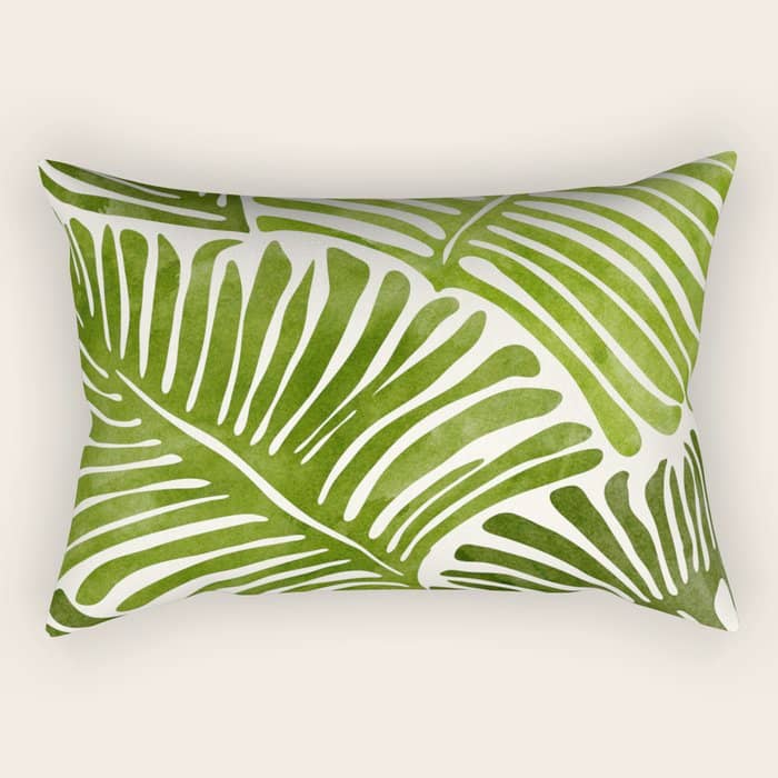 Summer Fern Simple Modern Watercolor Rectangular Pillow