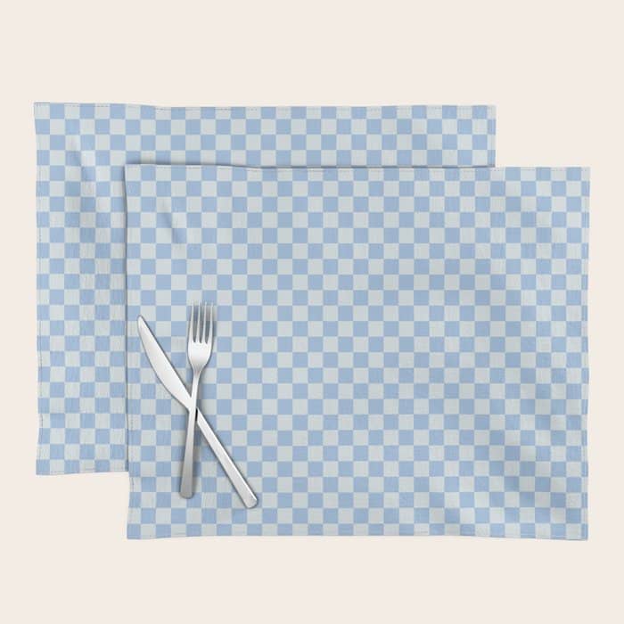 Checkerboard Mini Check Pattern In Powder Blue Placemat