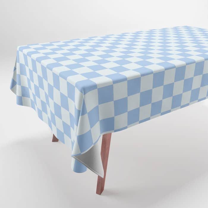 Checkerboard Mini Check Pattern In Powder Blue Tablecloth