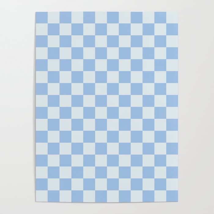 Checkerboard Mini Check Pattern In Powder Blue Poster