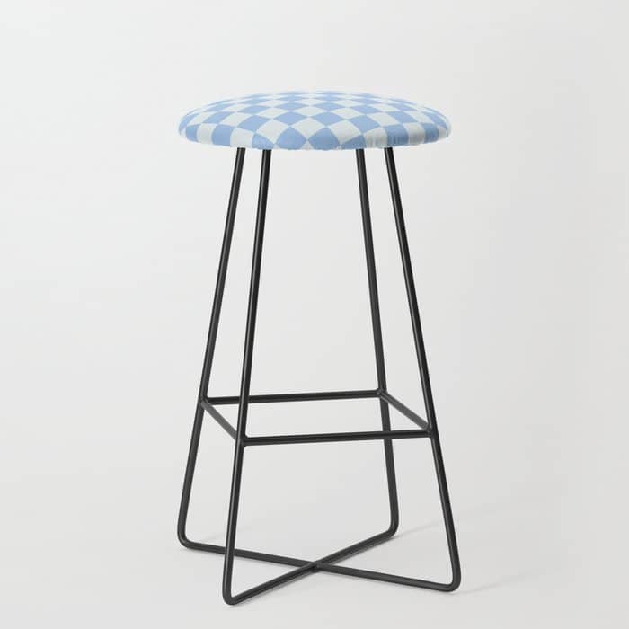 Checkerboard Mini Check Pattern In Powder Blue Stool