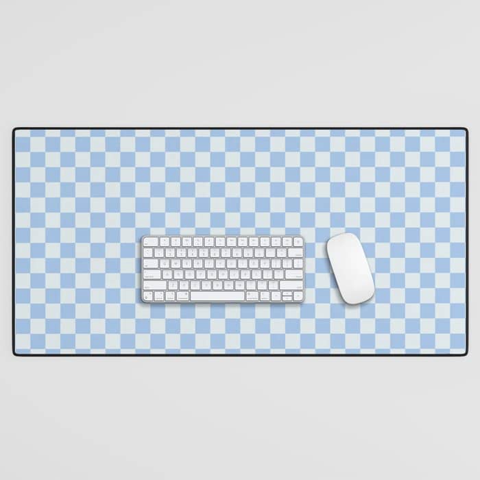 Checkerboard Mini Check Pattern In Powder Blue Desk Mat
