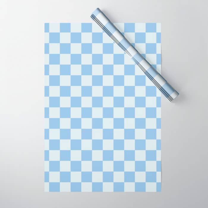 Checkerboard Mini Check Pattern In Powder Blue Wrapping Paper