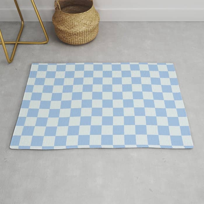 Checkerboard Mini Check Pattern In Powder Blue Rug