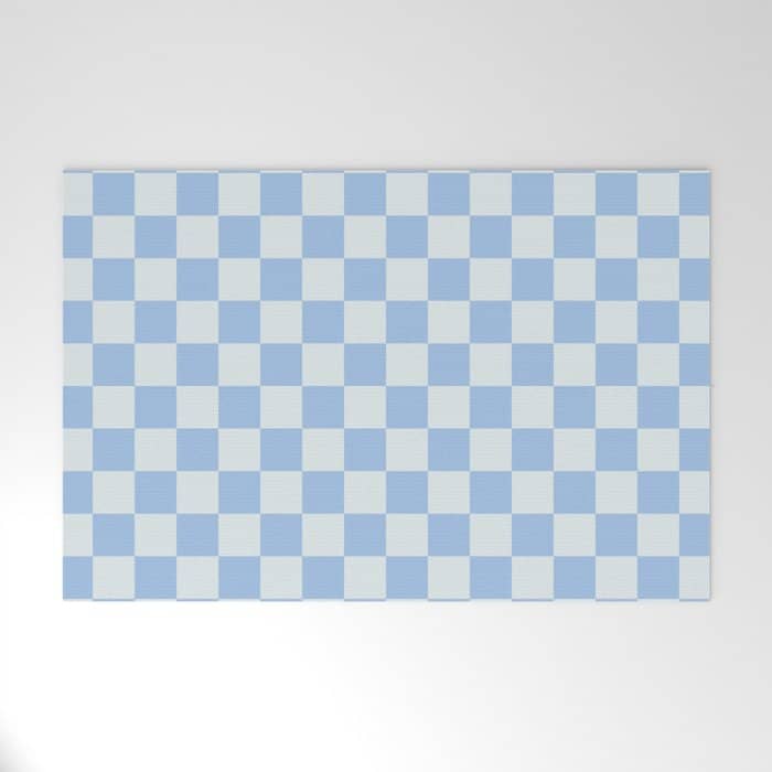 Checkerboard Mini Check Pattern In Powder Blue Welcome Mat