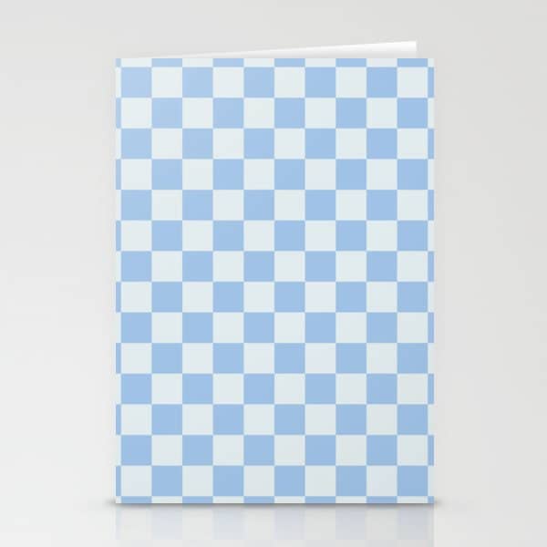 Checkerboard Mini Check Pattern In Powder Blue Stationery Card