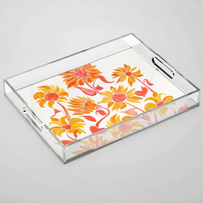 Sunflower Watercolor - Fiery Palette Acrylic Tray