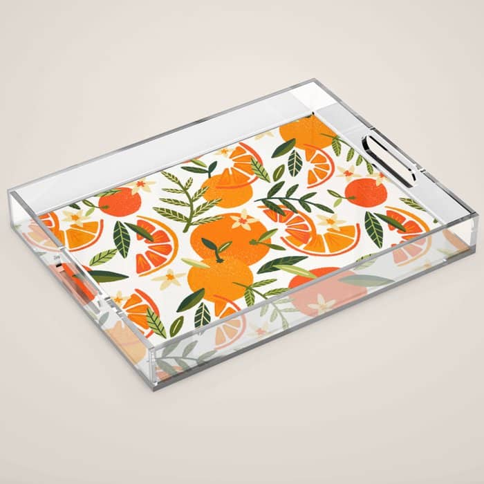 Orange Blooms - White Palette Acrylic Tray