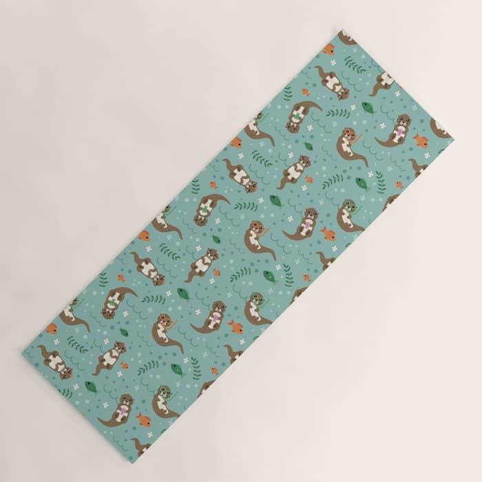 Kawaii Otters Playing Underwater Yoga Mat