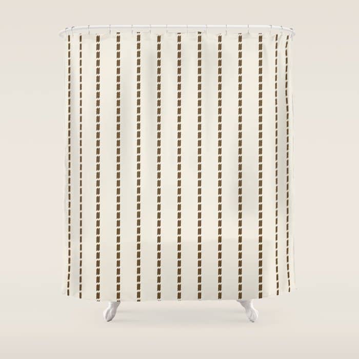 Dashed Lines (Cream & Chocolate) Shower Curtain