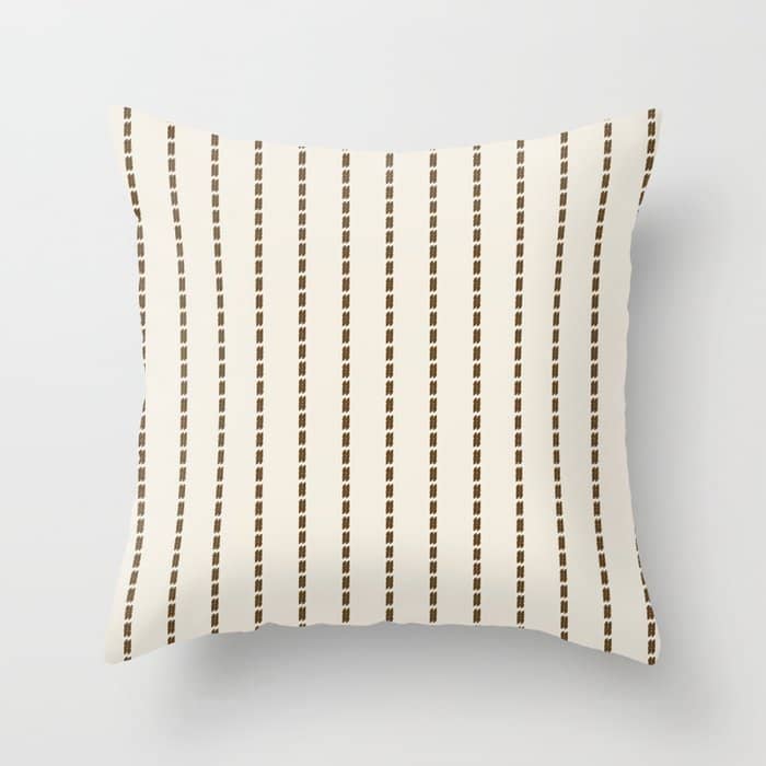 Dashed Lines (Cream & Chocolate) Throw Pillow