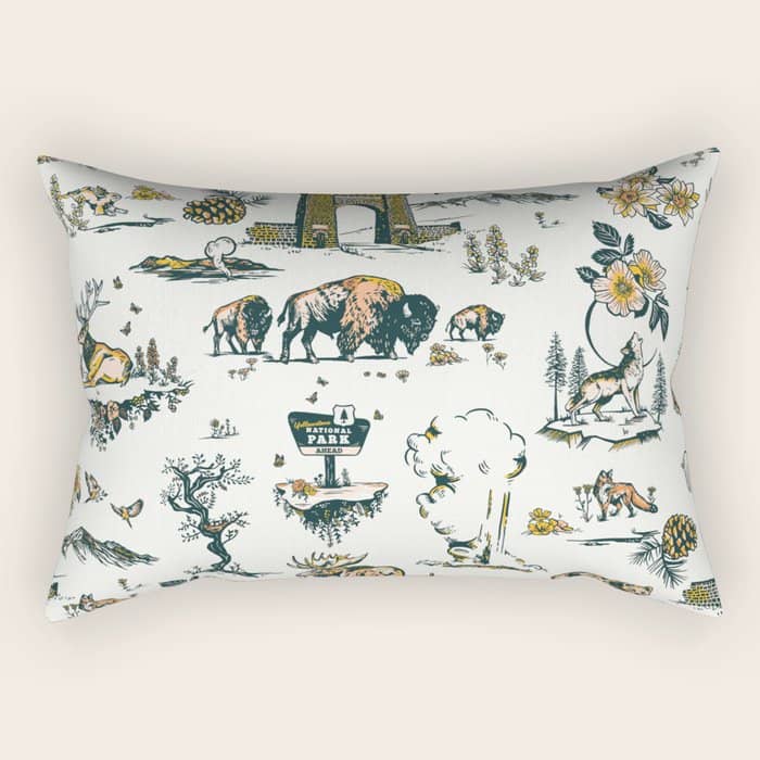 Yellowstone National Park Travel Pattern Design Rectangular Pillow