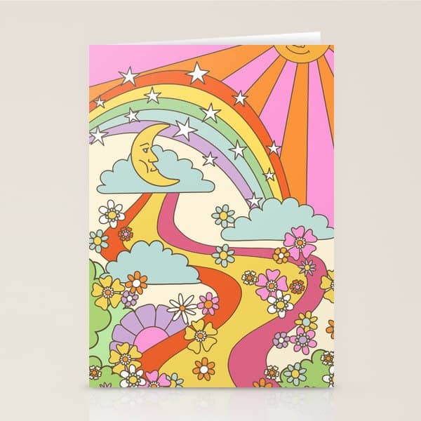 Retro Hippie Boho Print  Stationery Card