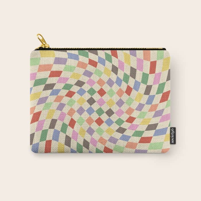 Colorful Checkered Swirl Pattern Carry All Pouch