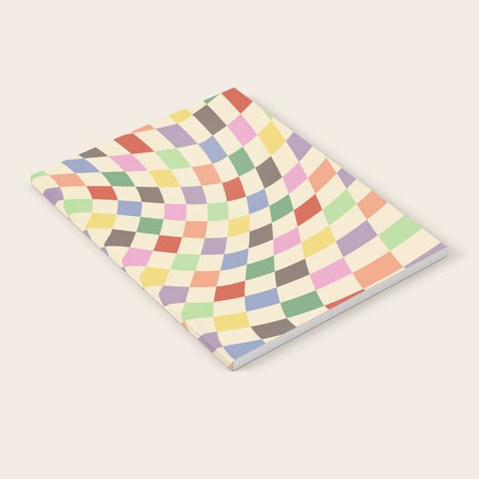 Colorful Checkered Swirl Pattern Notebook