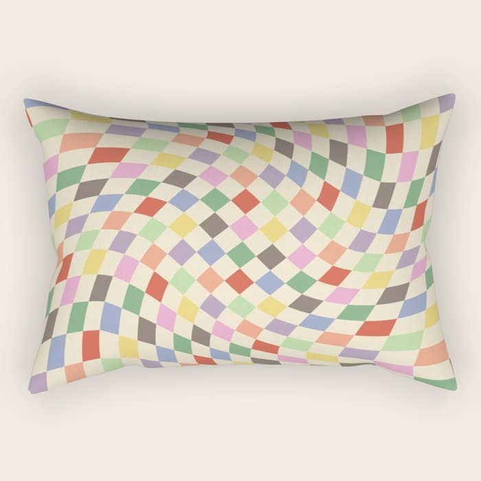 Colorful Checkered Swirl Pattern Rectangular Pillow