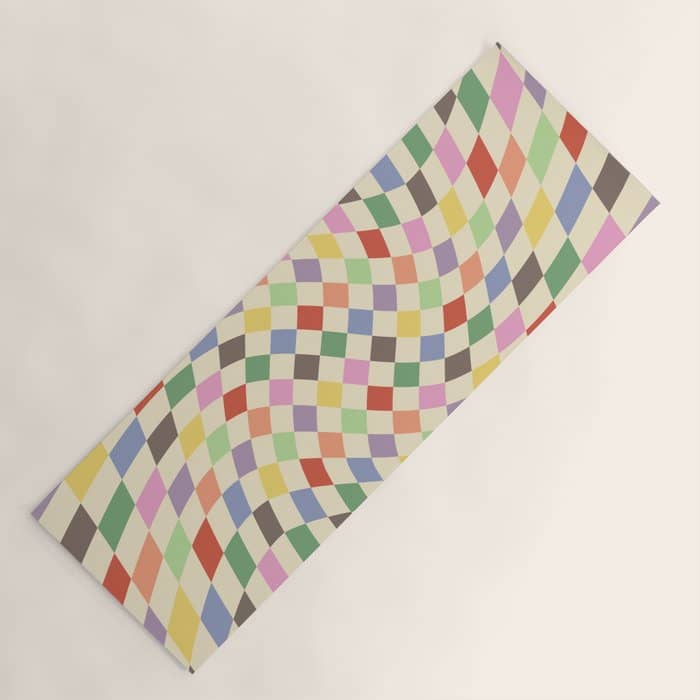 Colorful Checkered Swirl Pattern Yoga Mat