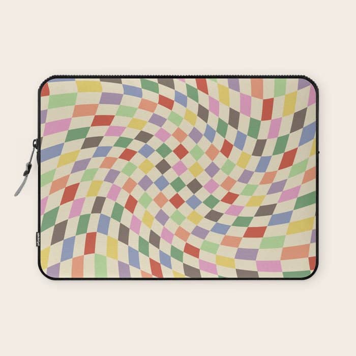 Colorful Checkered Swirl Pattern Laptop Sleeve